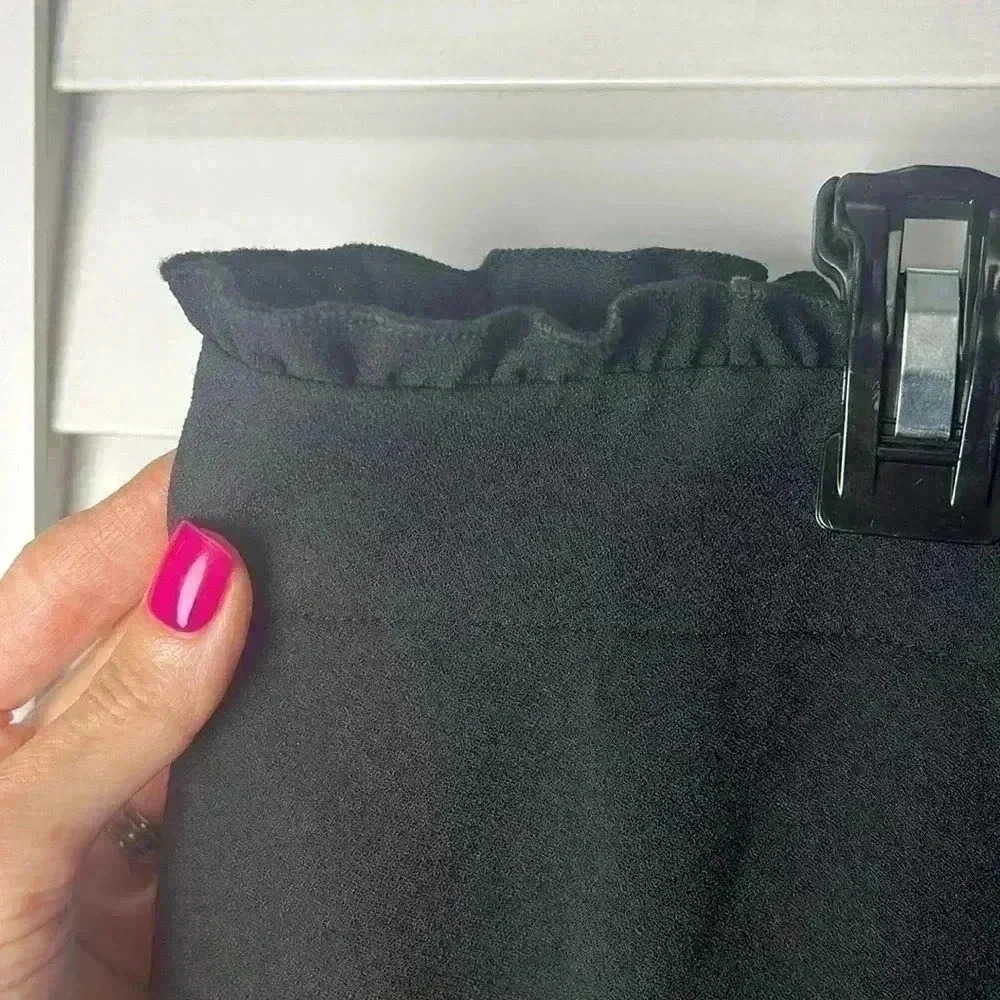 Loft A-Line Ruffle Button Front Skirt Size 16 Bla… - image 3